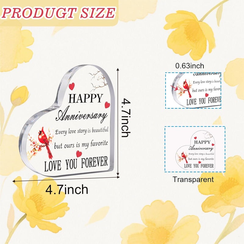 Feeldeal Happy Anniversary Cardinal Gift for Women, Men Anniversary Wedding Acrylic Paper Weights, for Couple Wife Husband Her Him Girlfriend Boyfriend - Image 3